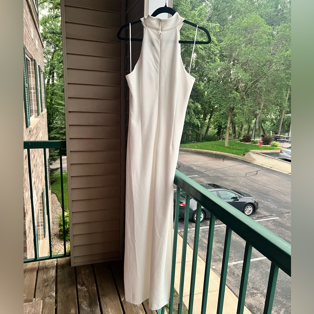 🆕Belle Badgley Mischka Reese Gown Dress White Party Wedding Chic Slit Maxi Sz 10 - Picture 4 of 17
